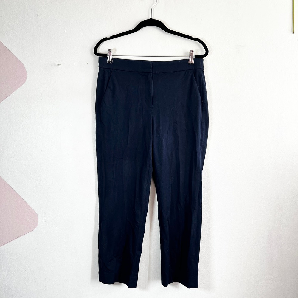 J. Crew Kate Straight Leg Pants Size 10P Stretch Navy Blue Career